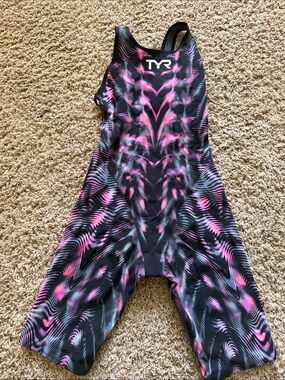 TYR Black and Pink Venzo Open back tech suit